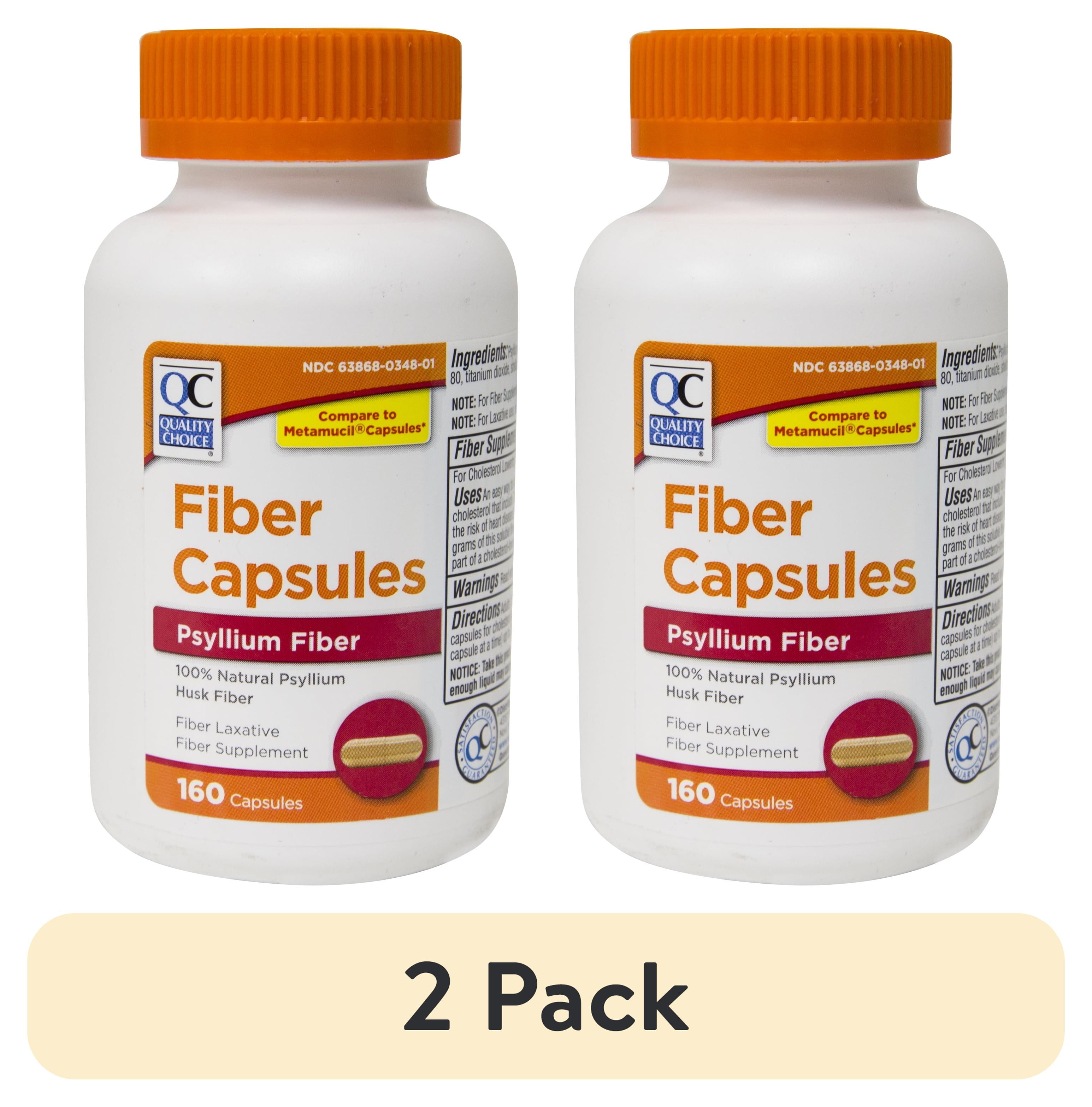 Quality Choice 2-Pack Natural Psyllium Husk Fiber Capsules, 160 Each