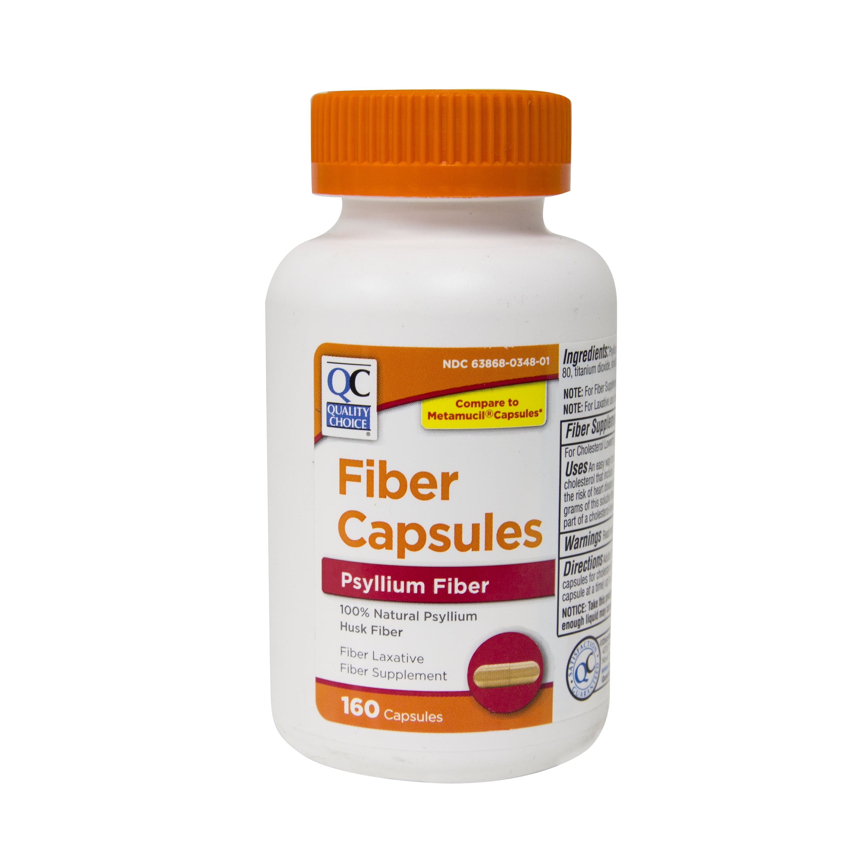 Quality Choice 2-Pack Natural Psyllium Husk Fiber Capsules, 160 Each