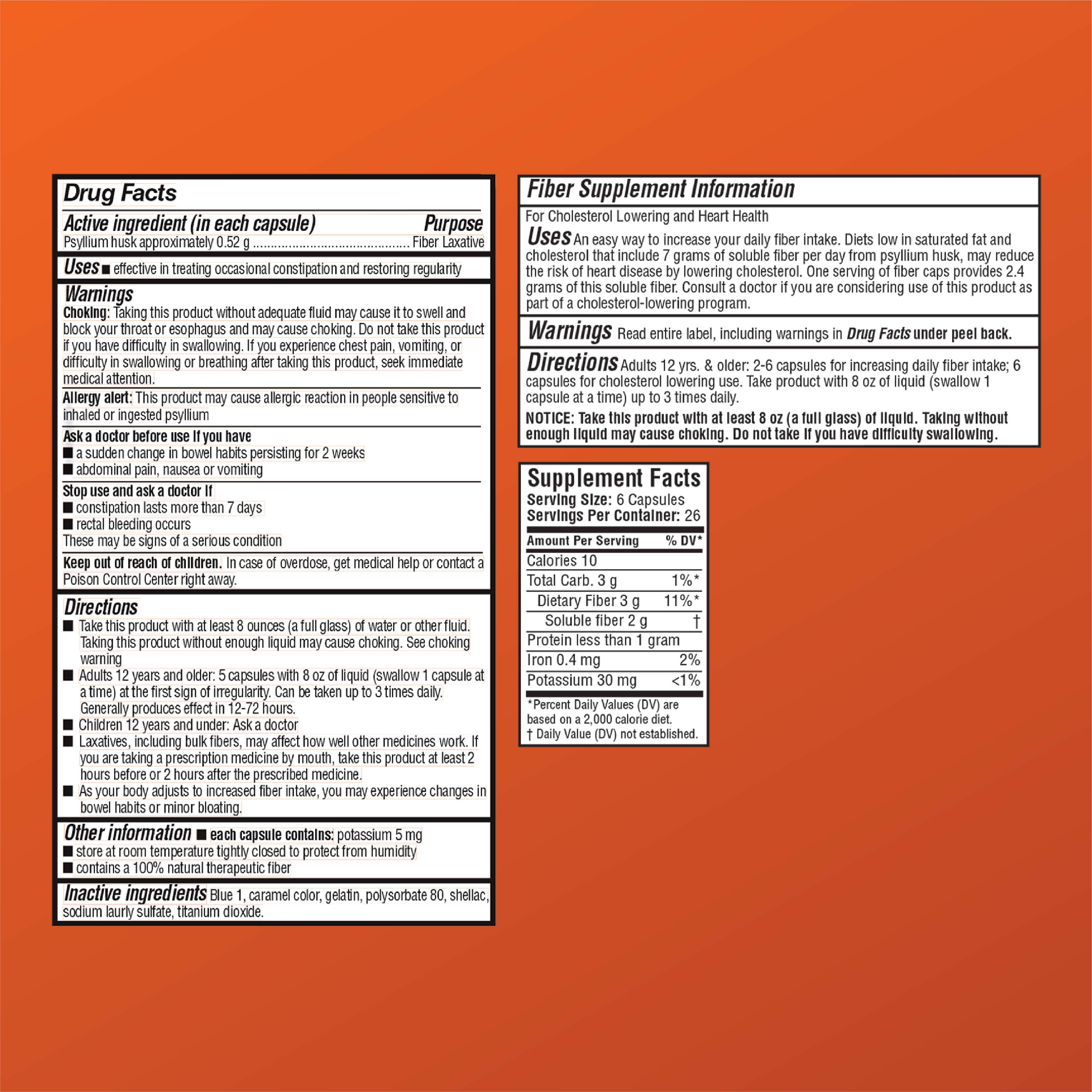 Quality Choice 2-Pack Natural Psyllium Husk Fiber Capsules, 160 Each