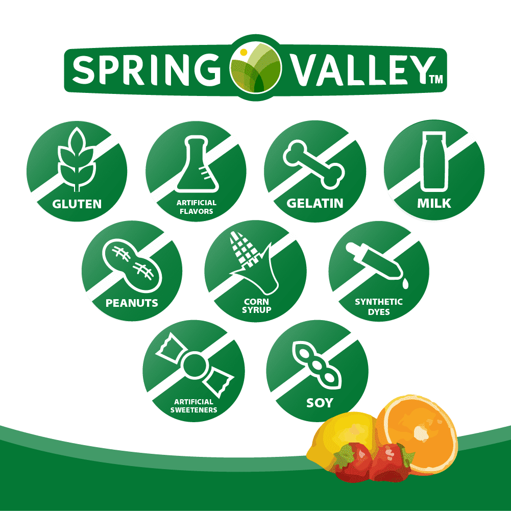 Spring Valley Digestive Health Fiber Gummies, Orange Lemon Strawberry - 150 Count