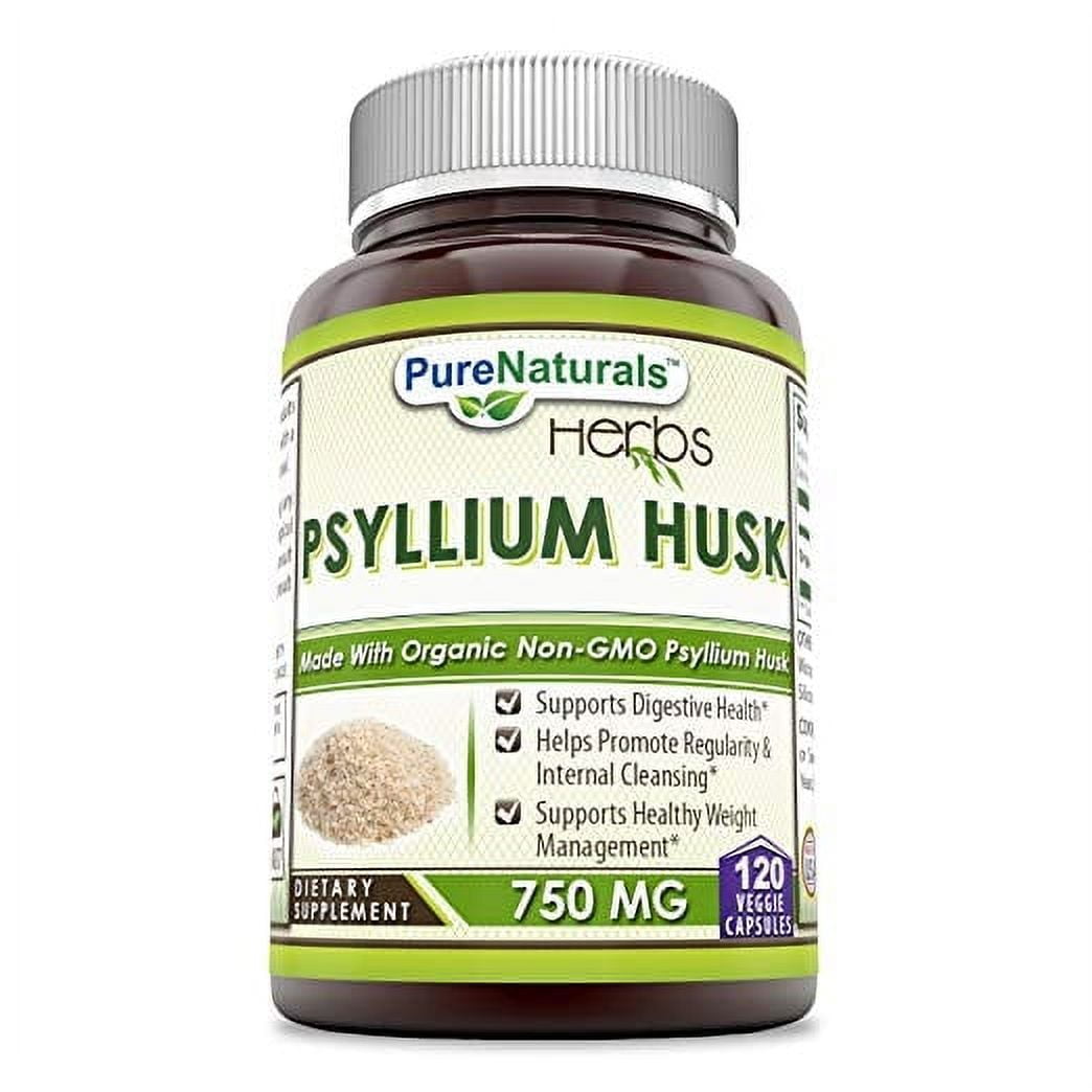 Pure Naturals Psyllium Husk 750mg Capsules | Non-GMO | Gluten-Free | Made in USA | Vegetarian-Friendly