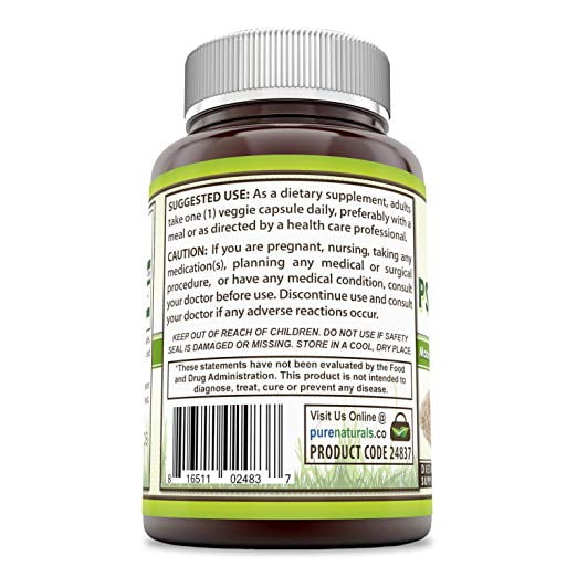 Pure Naturals Psyllium Husk 750mg Capsules | Non-GMO | Gluten-Free | Made in USA | Vegetarian-Friendly
