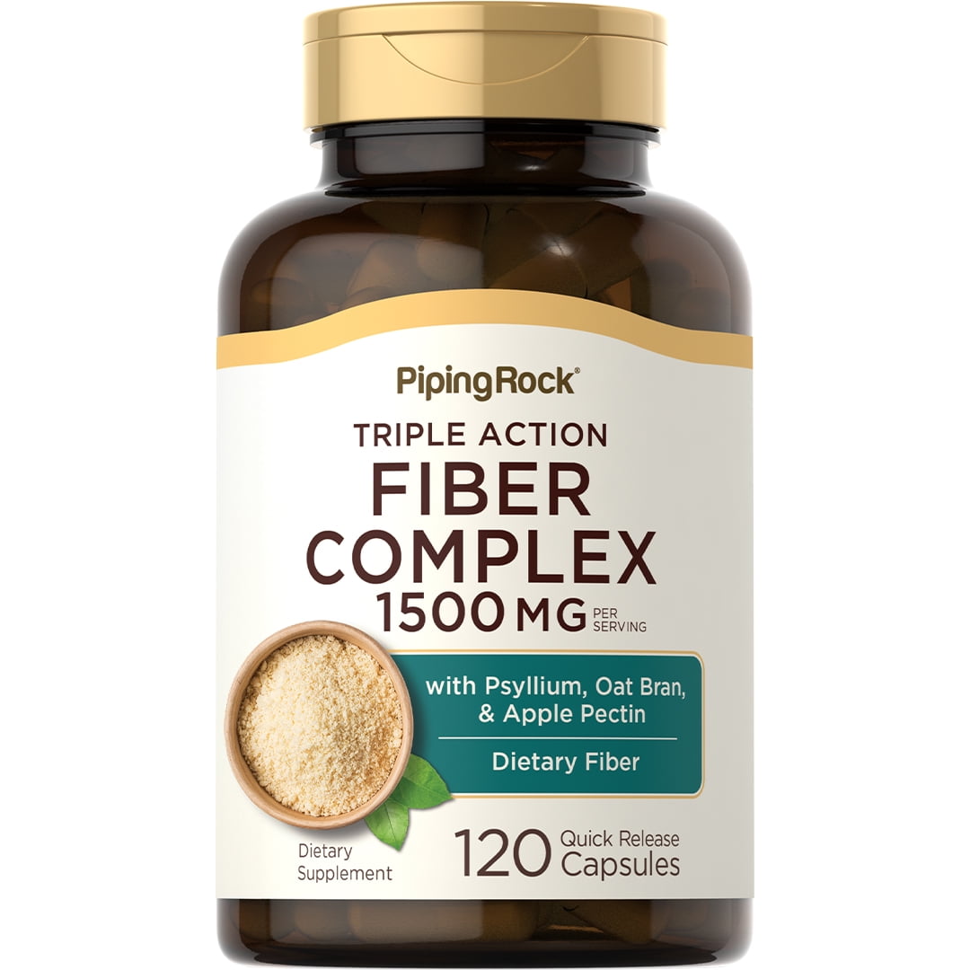 PIPING ROCK HEALTH 1500MG FIBER COMPLEX CAPSULES | TRIPLE ACTION FOR MEN & WOMEN | PIPING ROCK