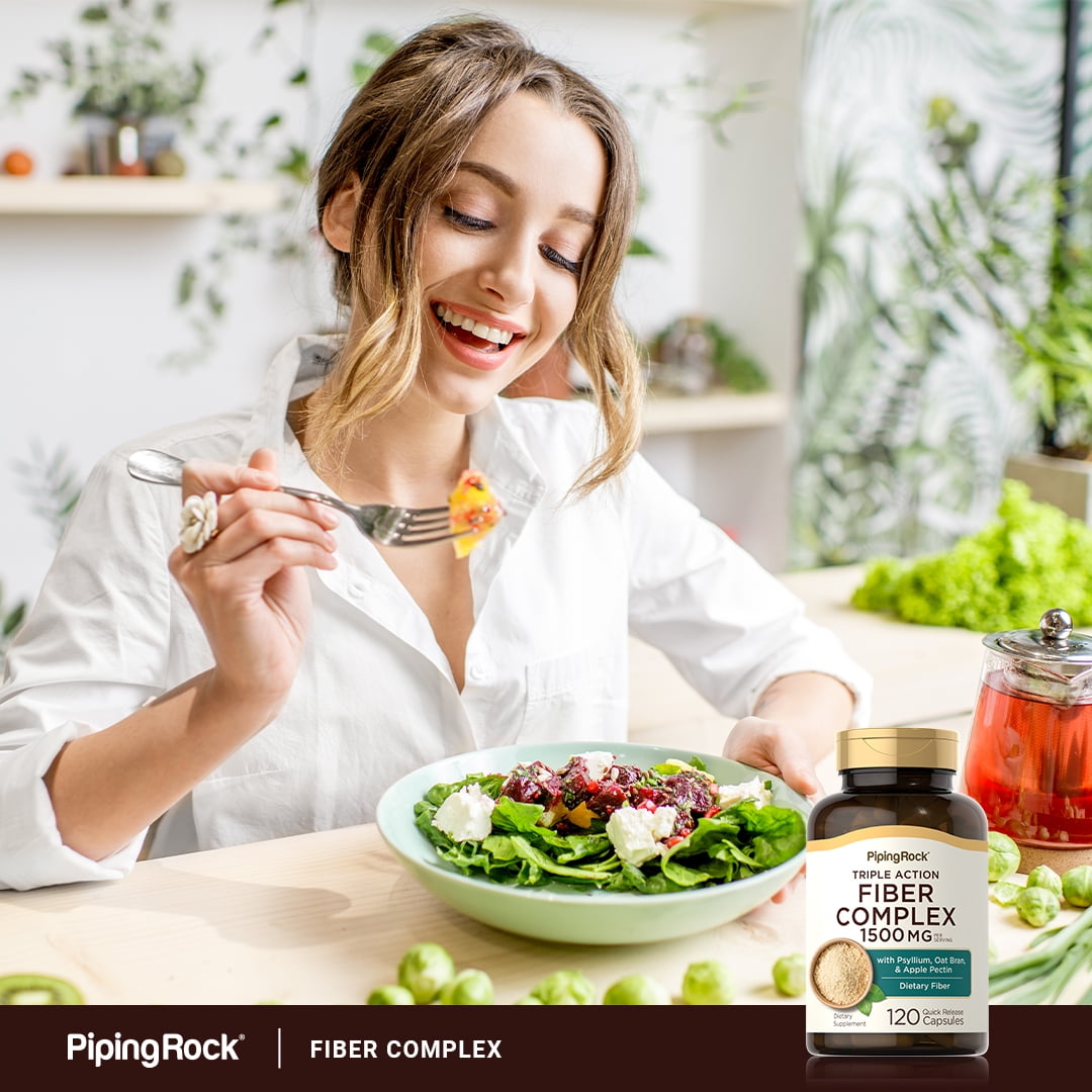 PIPING ROCK HEALTH 1500MG FIBER COMPLEX CAPSULES | TRIPLE ACTION FOR MEN & WOMEN | PIPING ROCK