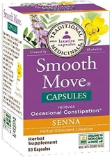 Traditional Medicinals Natural Herbal Constipation Relief Capsules - Traditional Medicinals Smooth Move Senna, 50ct