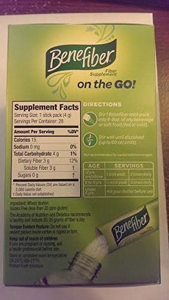 Benefiber Sugar Free Fiber Supplement Stick Packs, 28 Sticks
