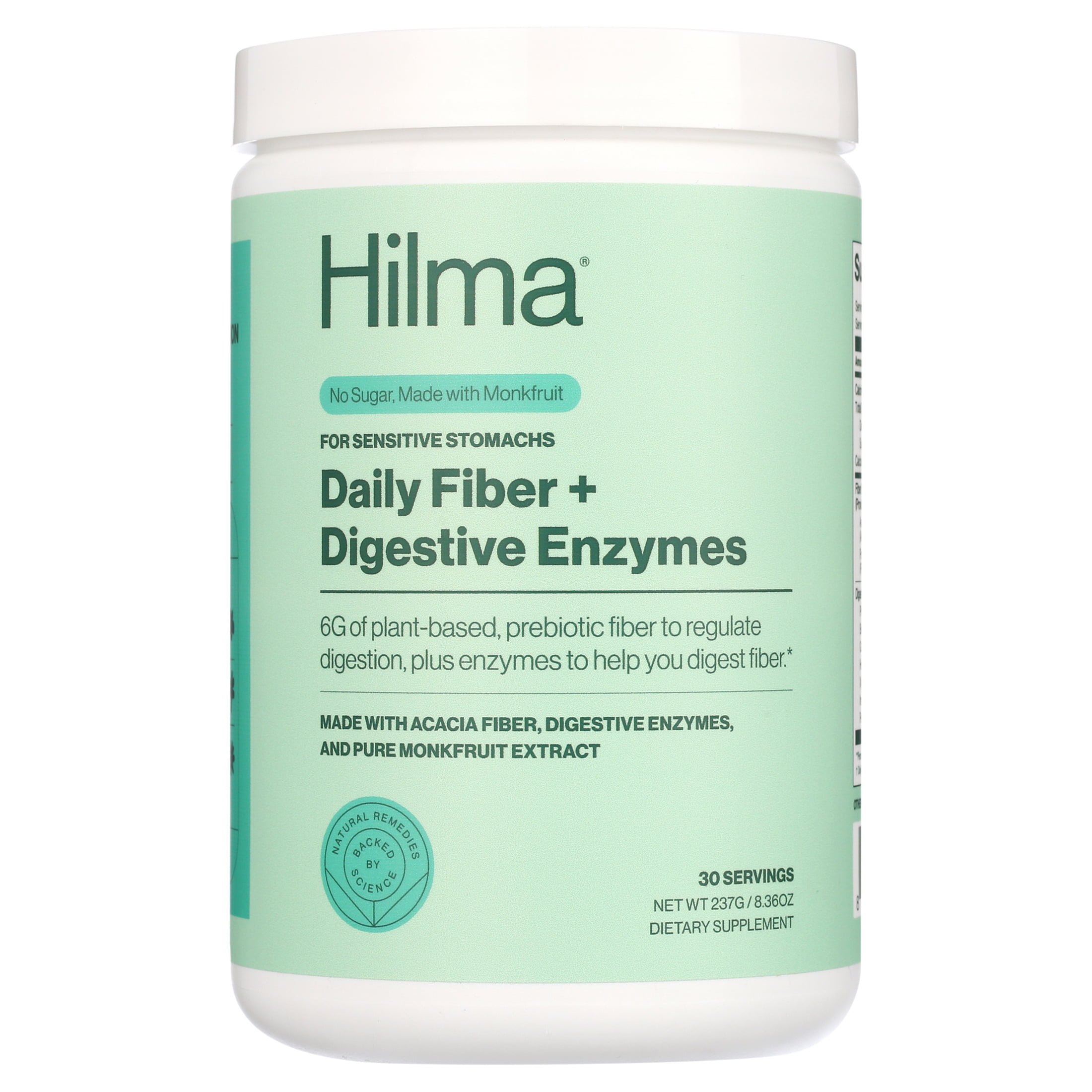 HILMA DAILY FIBER + DIGESTIVE ENZYMES POWDER SUPPLEMENT, 30 SERVINGS, DOCTOR FORMULATED