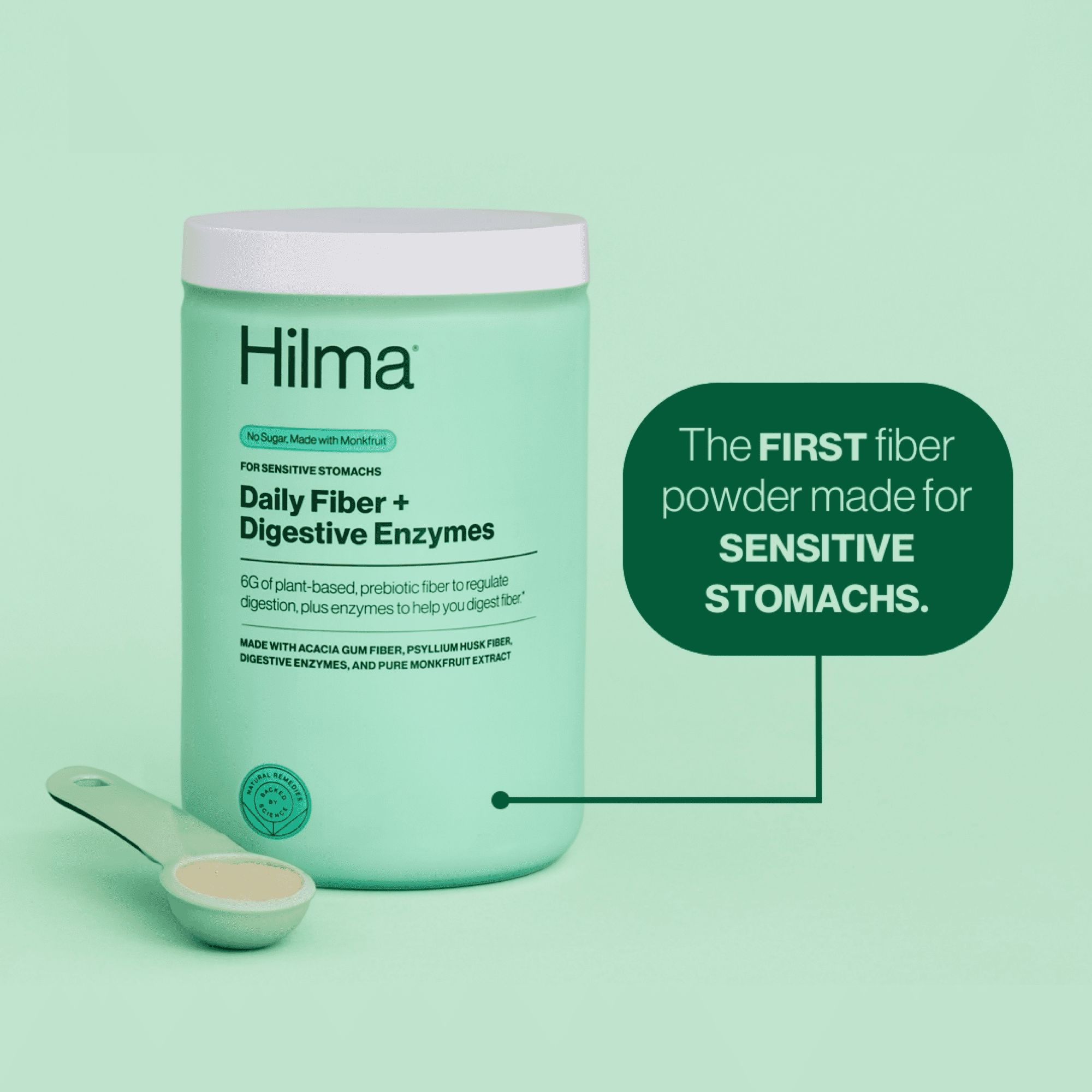 HILMA DAILY FIBER + DIGESTIVE ENZYMES POWDER SUPPLEMENT, 30 SERVINGS, DOCTOR FORMULATED