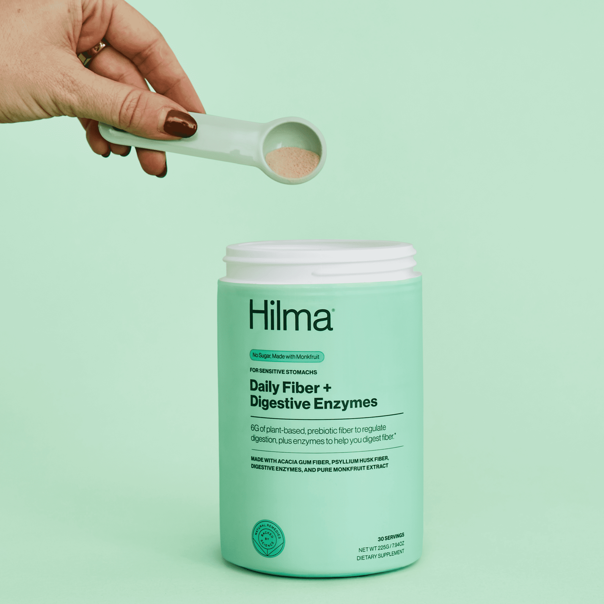HILMA DAILY FIBER + DIGESTIVE ENZYMES POWDER SUPPLEMENT, 30 SERVINGS, DOCTOR FORMULATED