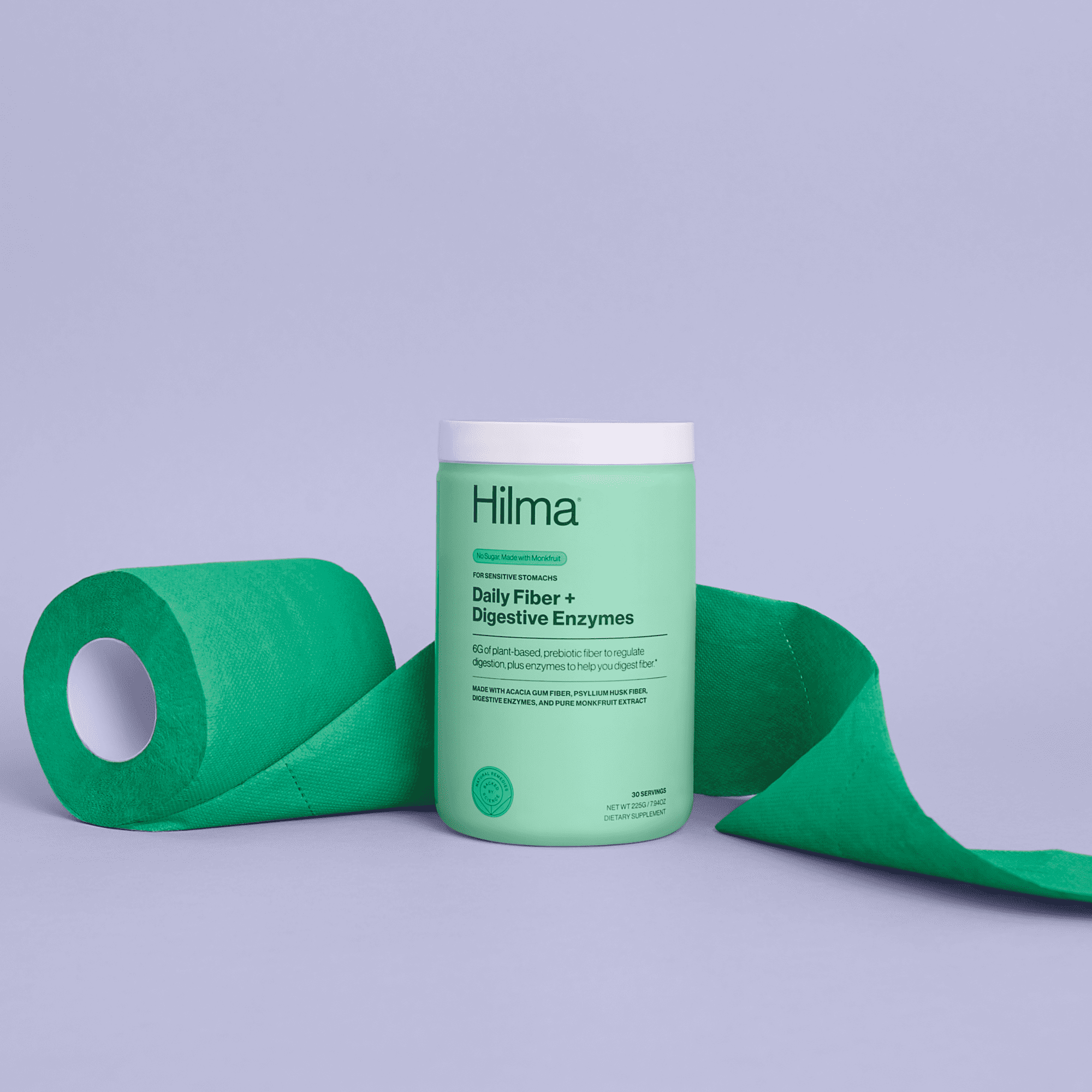 HILMA DAILY FIBER + DIGESTIVE ENZYMES POWDER SUPPLEMENT, 30 SERVINGS, DOCTOR FORMULATED