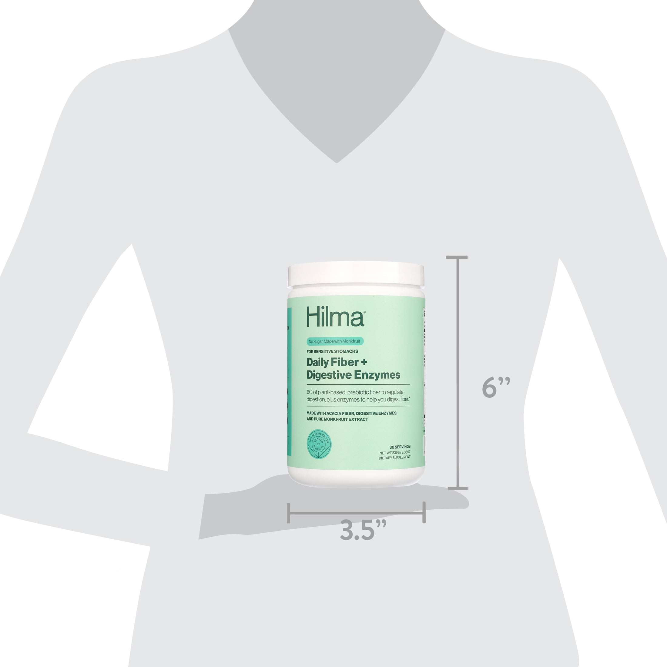 HILMA DAILY FIBER + DIGESTIVE ENZYMES POWDER SUPPLEMENT, 30 SERVINGS, DOCTOR FORMULATED