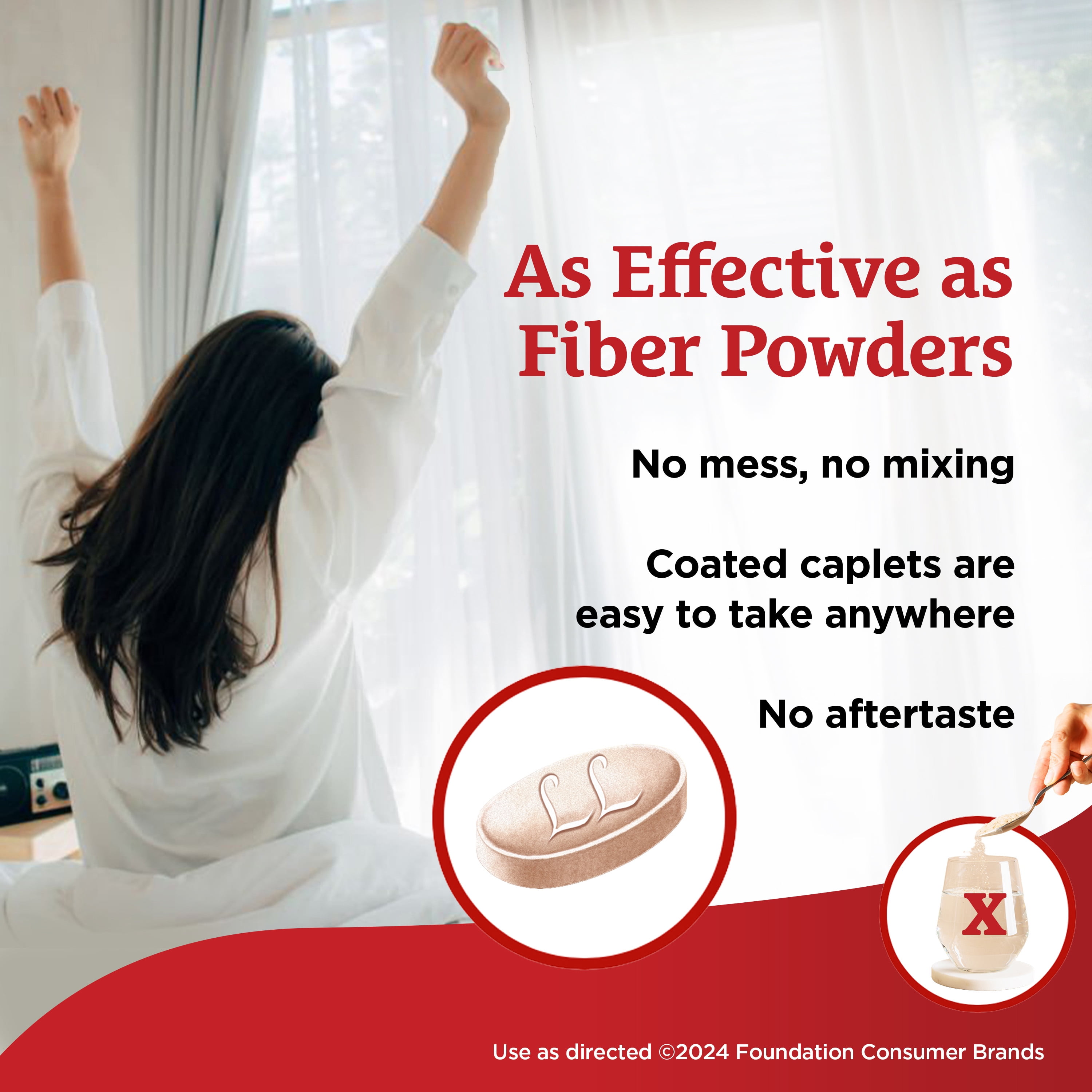 FiberCon Fiber Therapy Caplets - Constipation Relief, 140 Coated Tablets