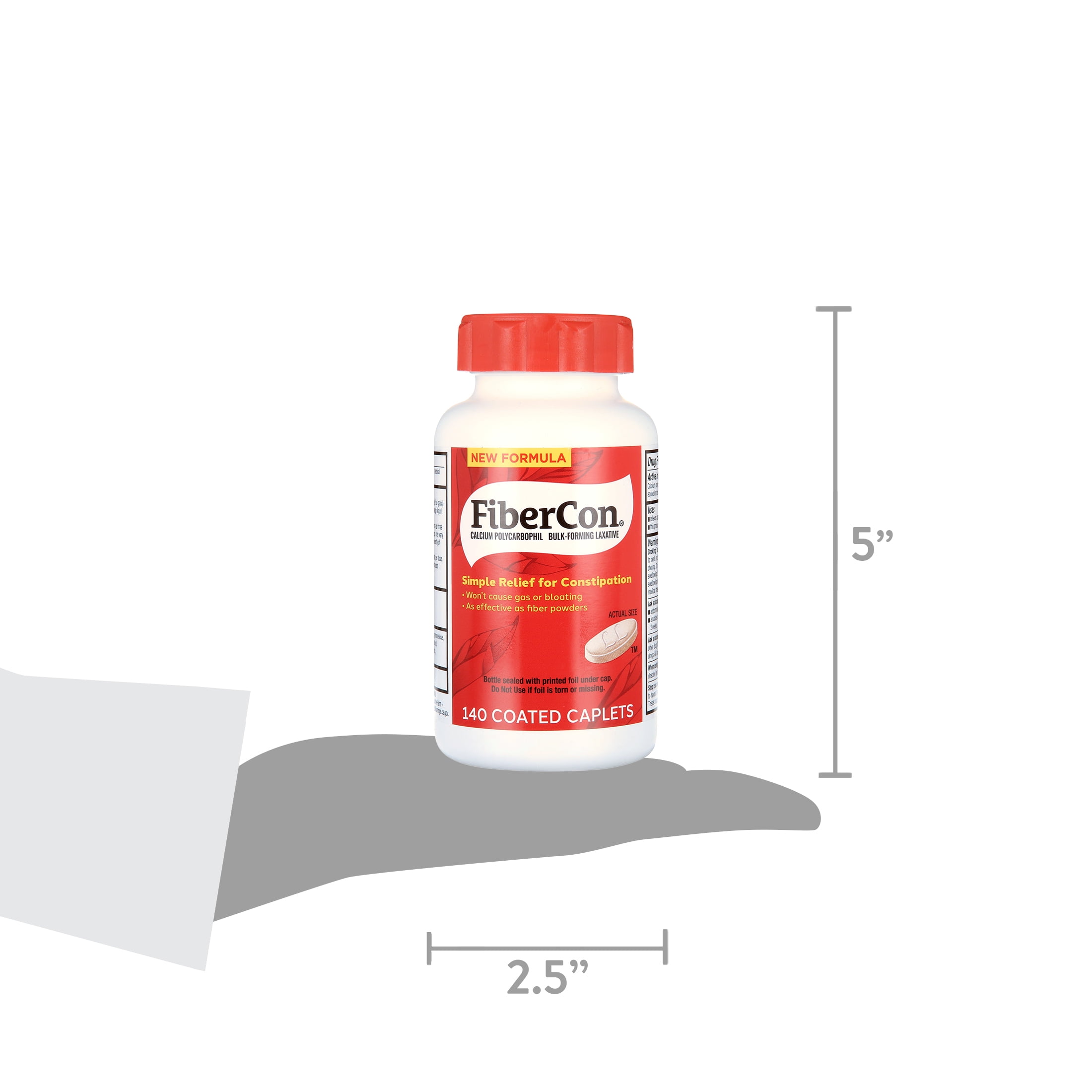 FiberCon Fiber Therapy Caplets - Constipation Relief, 140 Coated Tablets
