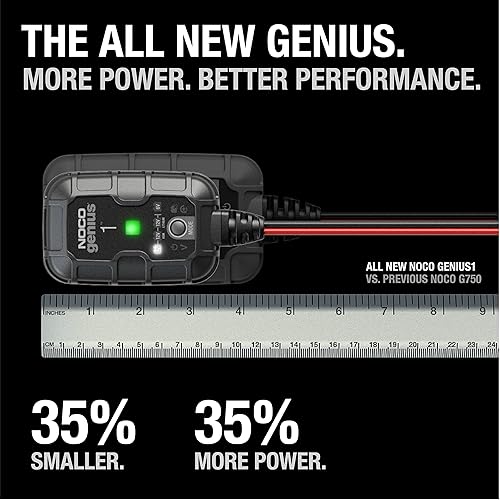 NOCO GENIUS1 Smart Car Battery Charger | 6V/12V Automotive Maintainer for Motorcycle, ATV, Lithium & Deep Cycle Batteries