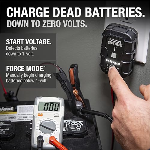 NOCO GENIUS1 Smart Car Battery Charger | 6V/12V Automotive Maintainer for Motorcycle, ATV, Lithium & Deep Cycle Batteries