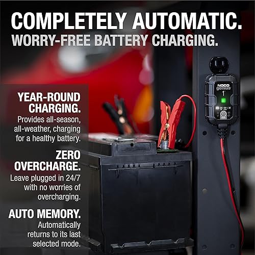 NOCO GENIUS1 Smart Car Battery Charger | 6V/12V Automotive Maintainer for Motorcycle, ATV, Lithium & Deep Cycle Batteries