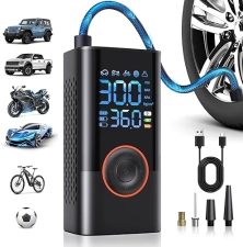 Cordless Tire Inflator with Digital Gauge - 150PSI, Fast Inflation, Auto Shutoff - Cars, Motorcycles, Bikes
