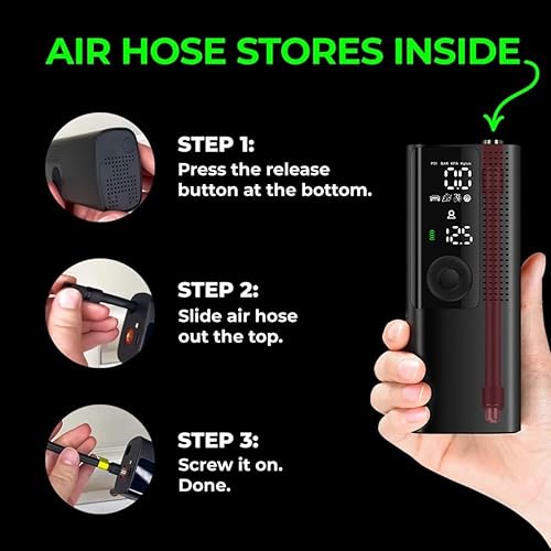 Cordless Tire Inflator with Digital Pressure Gauge & LED Light