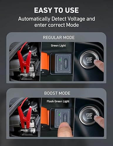 AstroAl 1500A Peak Car Battery Jump Starter for Gas & Diesel Engines, Portable 12V Jump Box with Flashlight & Jumper Cable (Orange)