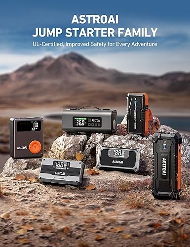 AstroAl 1500A Peak Car Battery Jump Starter for Gas & Diesel Engines, Portable 12V Jump Box with Flashlight & Jumper Cable (Orange)