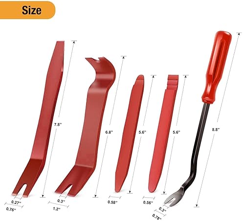 GOOACC 5-Piece Nylon Auto Trim Removal Tool Kit for Car Panel & Dashboard - No-Scratch Red