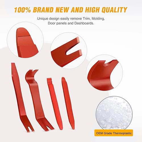 GOOACC 5-Piece Nylon Auto Trim Removal Tool Kit for Car Panel & Dashboard - No-Scratch Red