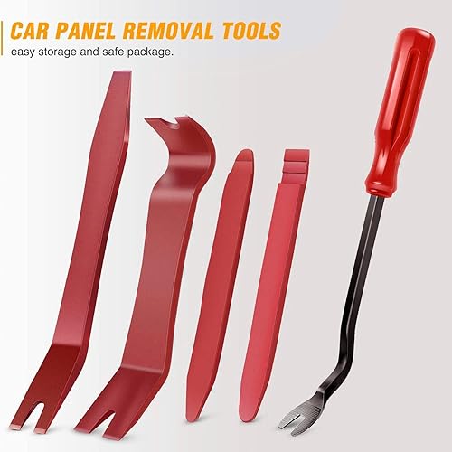 GOOACC 5-Piece Nylon Auto Trim Removal Tool Kit for Car Panel & Dashboard - No-Scratch Red