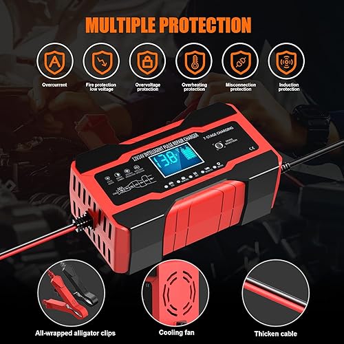 YONHAN 10-Amp Smart Car Battery Charger 12V/24V with Desulfator and Temperature Compensation