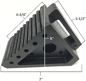 MAXXHAUL 70472 Heavy Duty Black Wheel Chock 2-Pack, Solid Rubber, 8" x 4" x 6" Dimensions