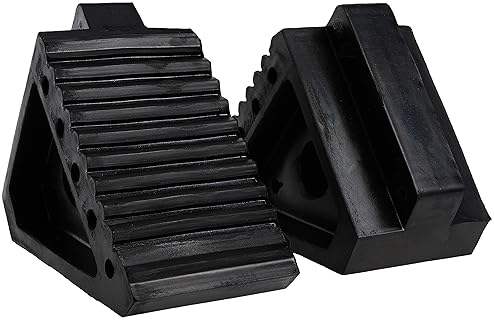 MAXXHAUL 70472 Heavy Duty Black Wheel Chock 2-Pack, Solid Rubber, 8" x 4" x 6" Dimensions