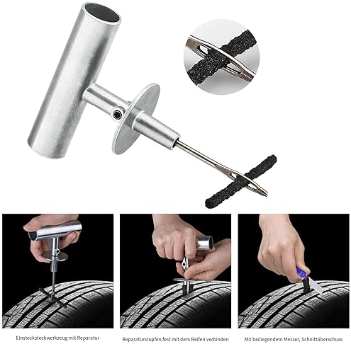 Autown Heavy Duty Tire Repair Kit - 68pcs Universal Tools for Car, Motorcycle, Truck, ATV, RV, SUV - Fix Punctures, Plug Flats