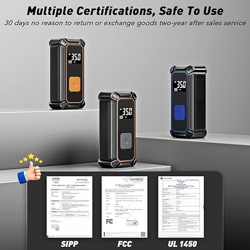 Cordless Tire Inflator Air Compressor 150PSI Dual Mode LED Gauge