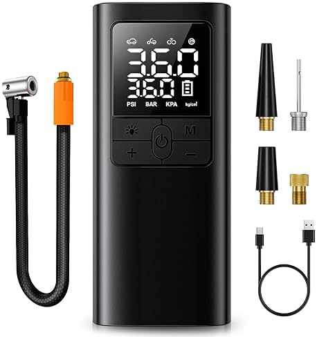 Cordless Tire Inflator - 150PSI Portable Air Pump with Digital Gauge & LED Light