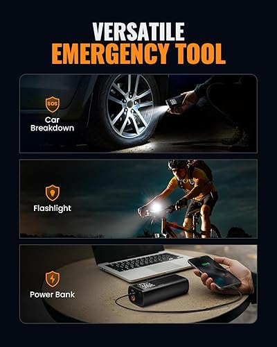 Cordless Tire Inflator - 150PSI Portable Air Pump with Digital Gauge & LED Light