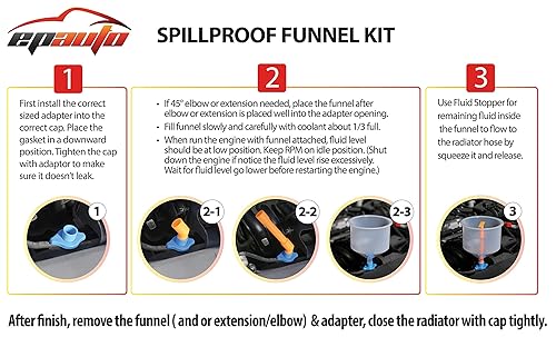 EPAuto Spill-Proof Radiator Coolant Funnel Kit