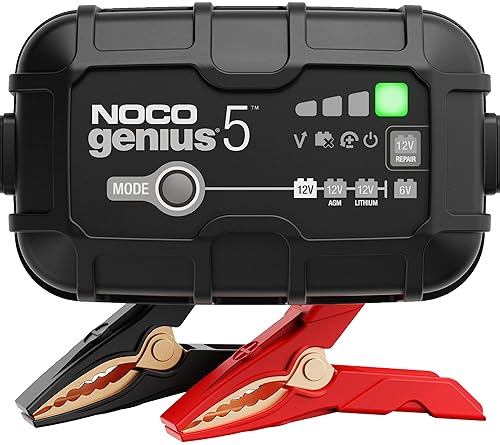 NOCO GENIUS5 Smart Car Battery Charger for 6V/12V Automotive, Motorcycle, ATV, Lithium & Deep Cycle Batteries