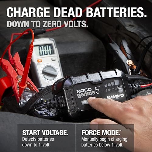 NOCO GENIUS5 Smart Car Battery Charger for 6V/12V Automotive, Motorcycle, ATV, Lithium & Deep Cycle Batteries
