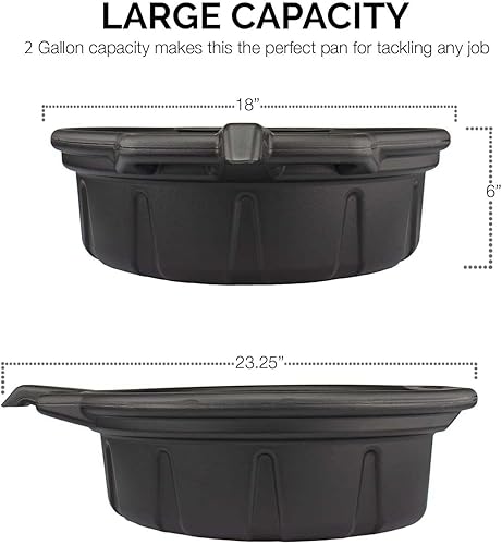 NEIKO 20762A Oil Drain Pan - Black Plastic Anti Splash - 2 Gallon Capacity