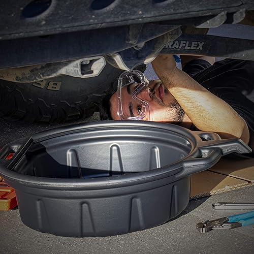 NEIKO 20762A Oil Drain Pan - Black Plastic Anti Splash - 2 Gallon Capacity