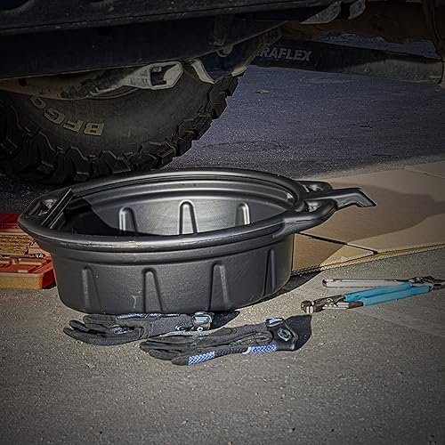 NEIKO 20762A Oil Drain Pan - Black Plastic Anti Splash - 2 Gallon Capacity