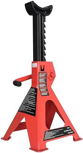 Amazon Basics Steel Jack Auto Stands, 6,000 lb Capacity, 1 Pair, Black/Red