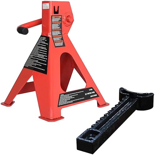 Amazon Basics Steel Jack Auto Stands, 6,000 lb Capacity, 1 Pair, Black/Red