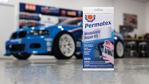 Rain X Permatex 09103 Automotive Windshield Repair Kit - Permanent Air-Tight Repairs - 9-Piece Set