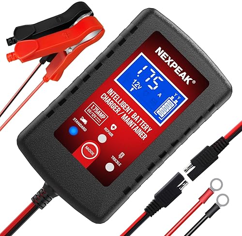 NEXPEAK Smart 1.75-Amp Car Battery Charger for 6V & 12V Lead Acid Batteries