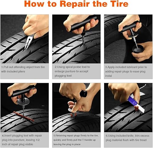 Autown 31-Piece Flat Tire Repair Kit for Car, Motorcycle, ATV, Truck - Puncture Repair