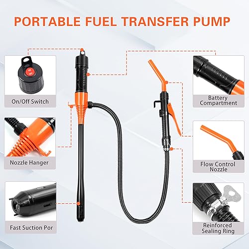 Portable Battery-Powered Fuel Transfer Pump for Gasoline & Cars