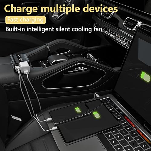 Pisfau 150W Car Power Inverter with Dual USB Charger for Laptop - Black