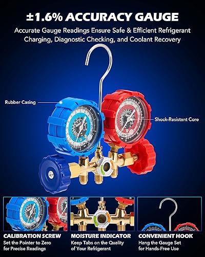 Orion Motor Tech AC Vacuum Pump Kit with Manifold Gauge Set for Auto HVAC Systems