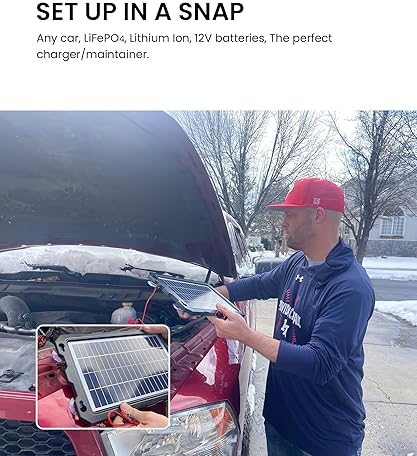 Portable Waterproof Solar Panel Charger 12V for Car, Boat, RV - POWOXI 7.5W Trickle Maintainer