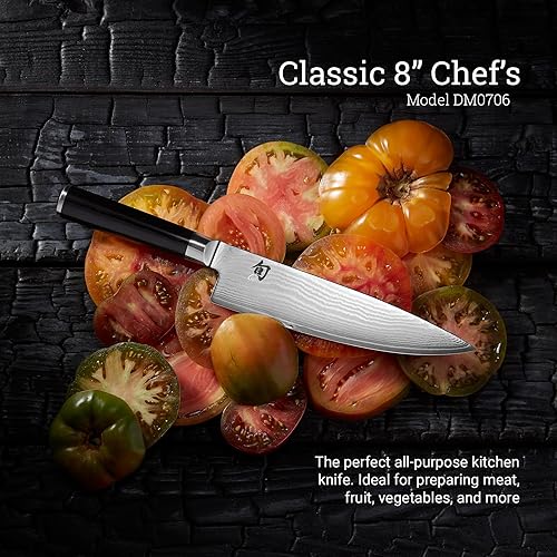Shun Classic 8" Chef's Knife: Japanese VG-MAX Core, Damascus Cladding, Pakkawood Handle